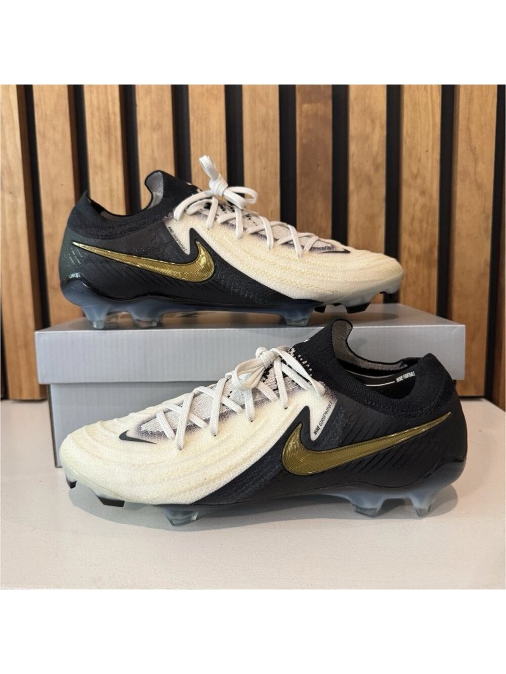Nike Phantom GX 2 Elite FG FJ2559-100 Gold White Black Mens 8 Womens 9.5